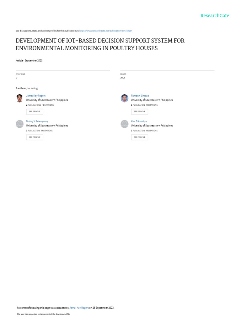 IoT Decision Support for Poultry Monitoring | PDF | Wireless Sensor ...