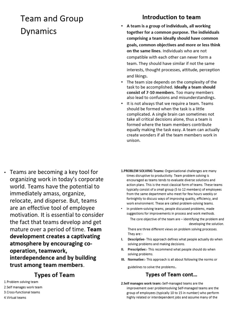 Team and Group Dynamics PDF Leadership Group Cohesiveness