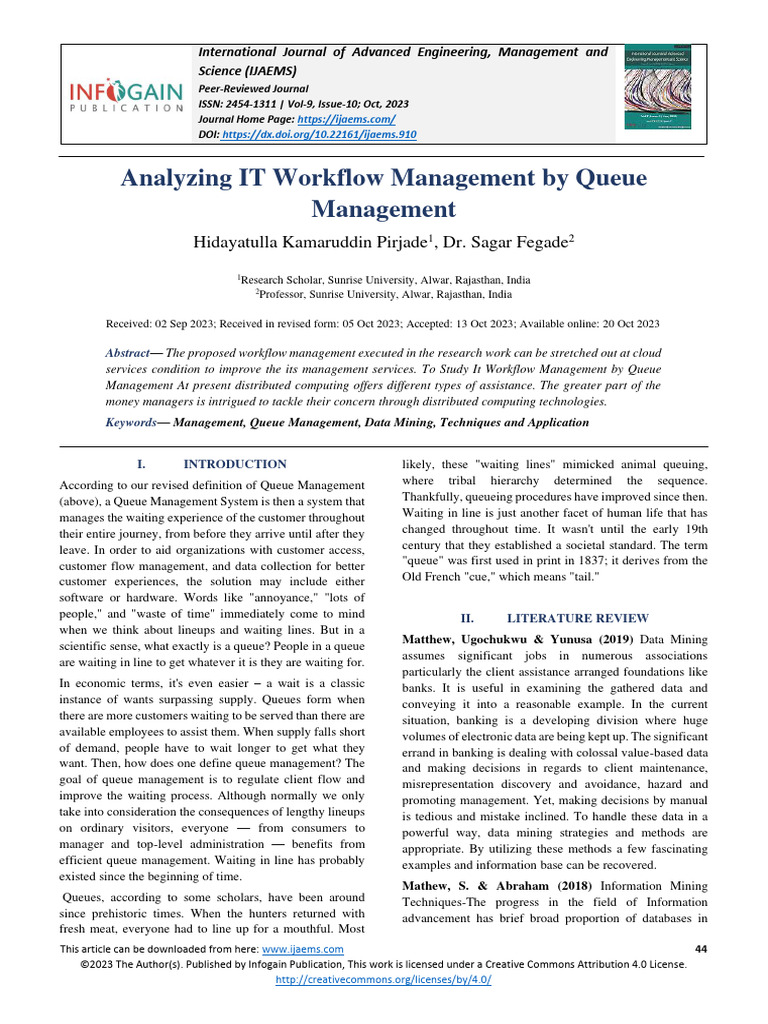 Analyzing IT Workflow Management by Queue Management | PDF | Data ...