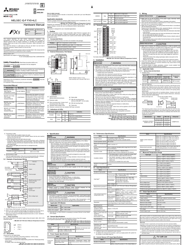 FX5-4LC Data | PDF | Electrical Wiring | Power Supply