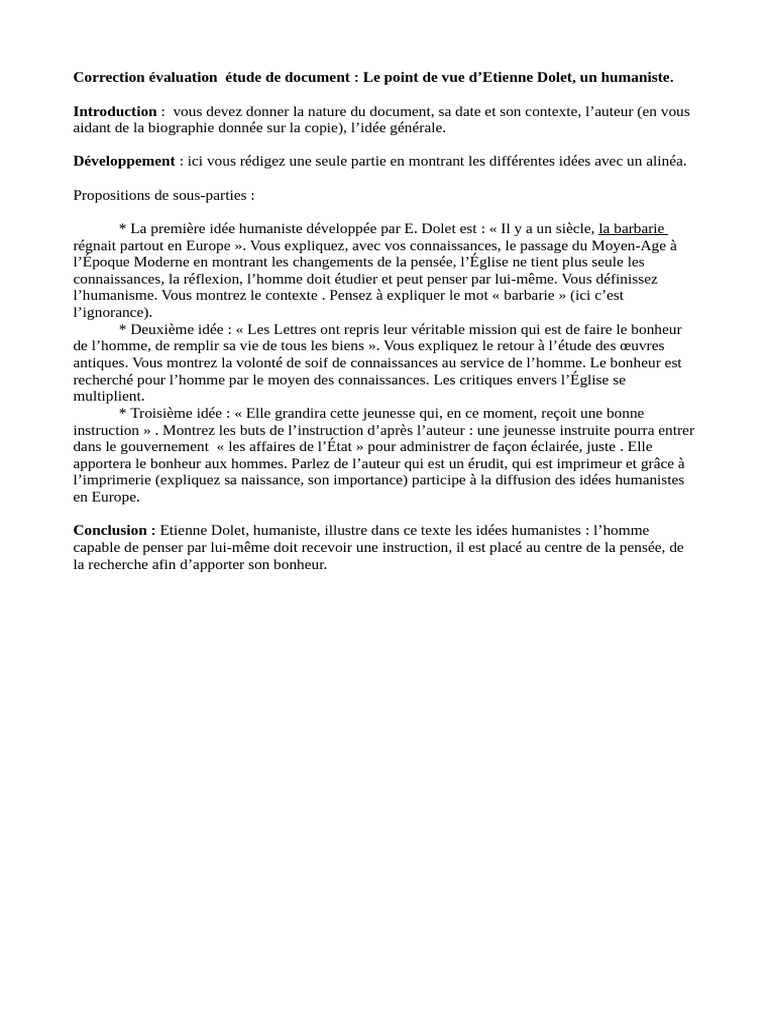 Humanisme selon Etienne Dolet | PDF