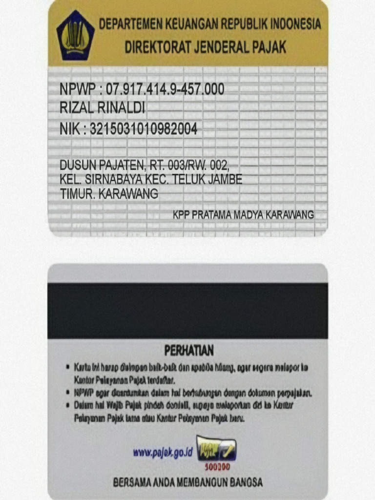 NPWP Rizal | PDF