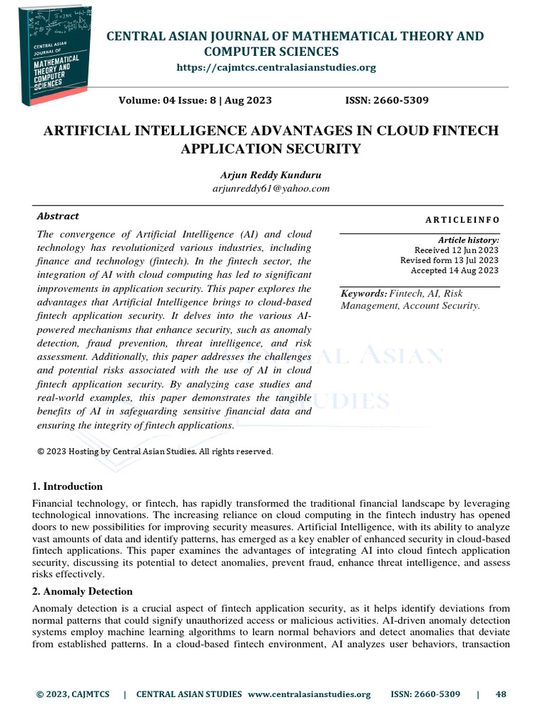AI in Cloud Fintech Security Benefits | PDF | Security | Computer Security