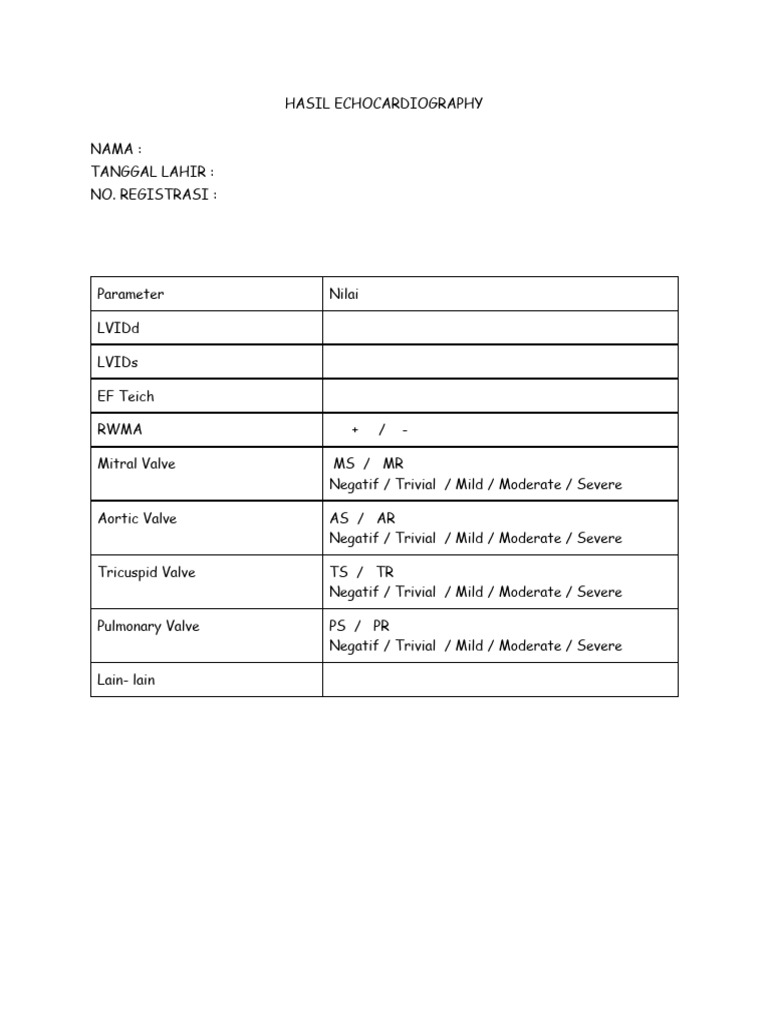 HASIL ECHOCARDIOGRAPHY | PDF