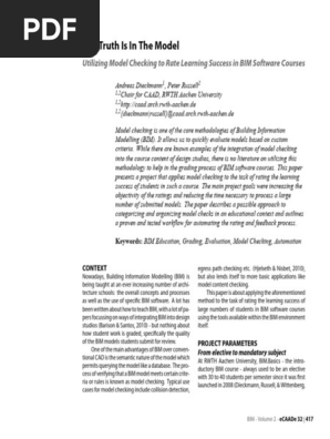 2014_Dieckmann_The Truth Is In The Model- Utilizing Model Checking to Rate Learning Success in BIM Software Courses
