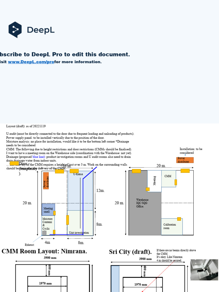 CMM Room Layout and Power Distribution Plan | PDF | Manufactured Goods ...