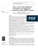 Justice, Trust and Employee Reactions: An Empirical Examination of The HRM System