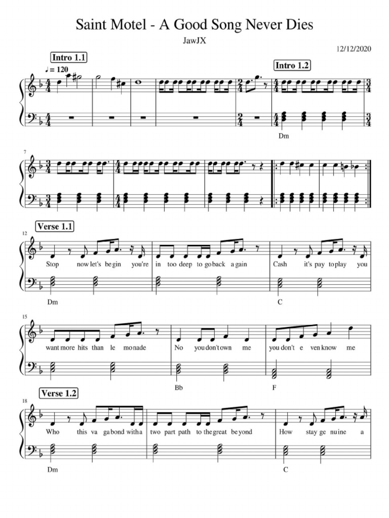 A good song never dies saint motel pdf