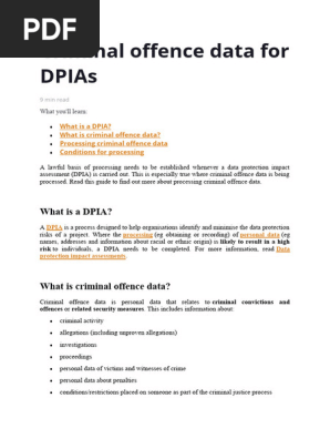 Criminal offence data for DPIAs