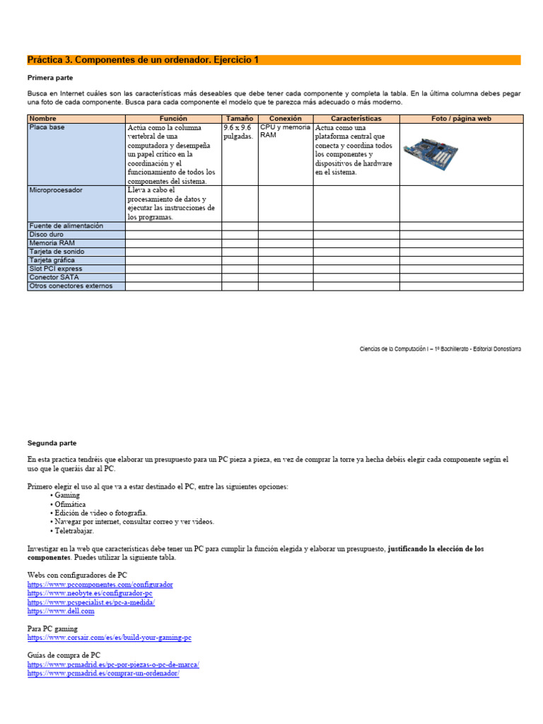 Tarea 4 - Componentes | PDF | Hardware de la computadora | Bienes ...