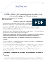 Arrêté Du 3 Mai 2007 Relatif Aux Caractéristiques Thermiques Et À La Performance Énergétique Des Bâtiments Existants. - Légifrance