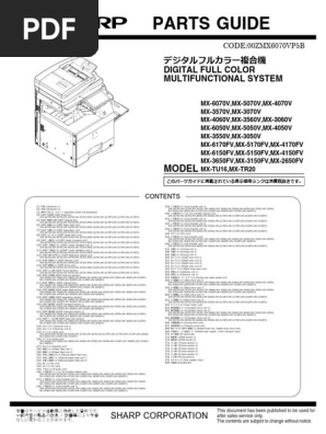 Sharp MX Series Parts Guide | PDF | Manufactured Goods | Electricity