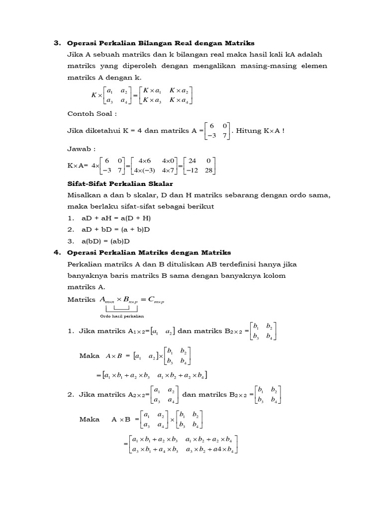 Materi Dan Tugas 3 (Operasi Perkalian Matriks) | PDF