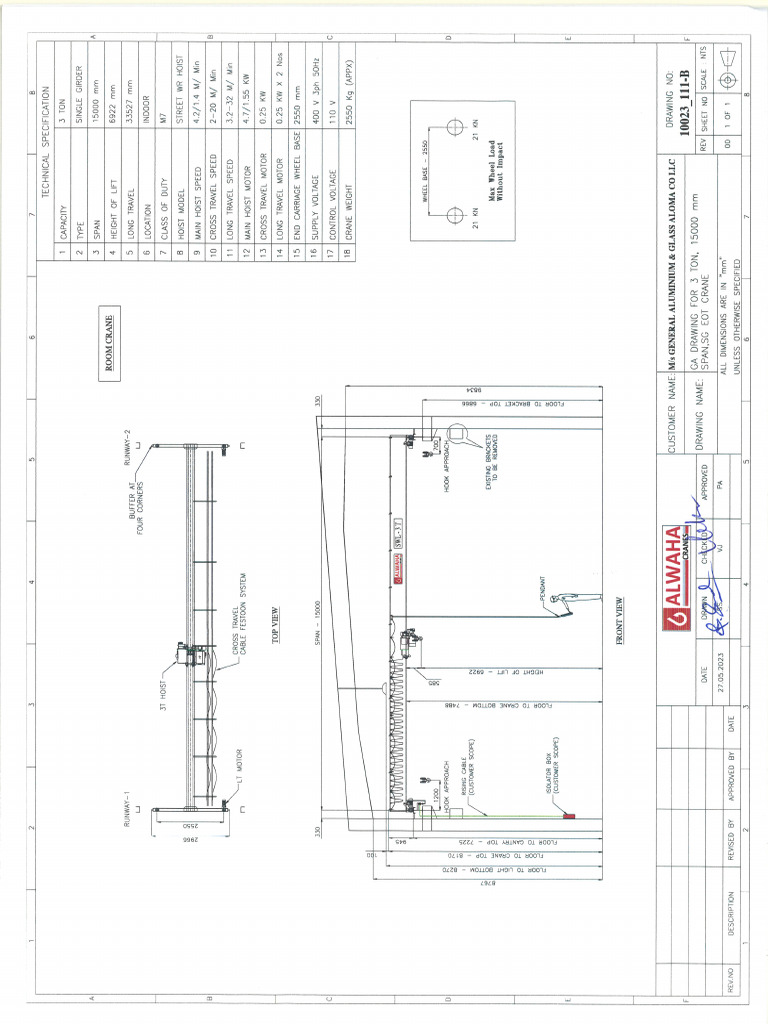 Fabrication Drawing - Room Crane - 3T | PDF