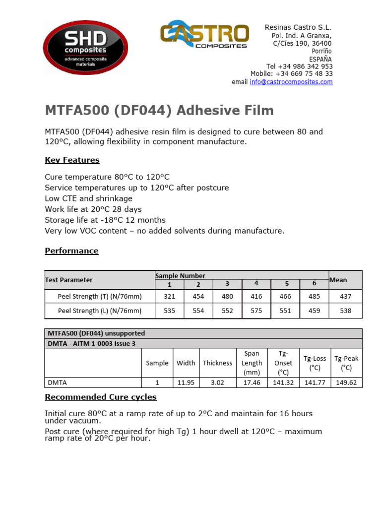 MTFA500 (DF044) Adhesive Film Overview | PDF | Adhesive | Secondary ...