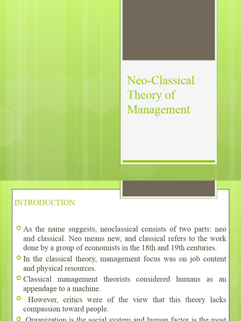Who Is The Father Of Neo Classical Theory Of Management