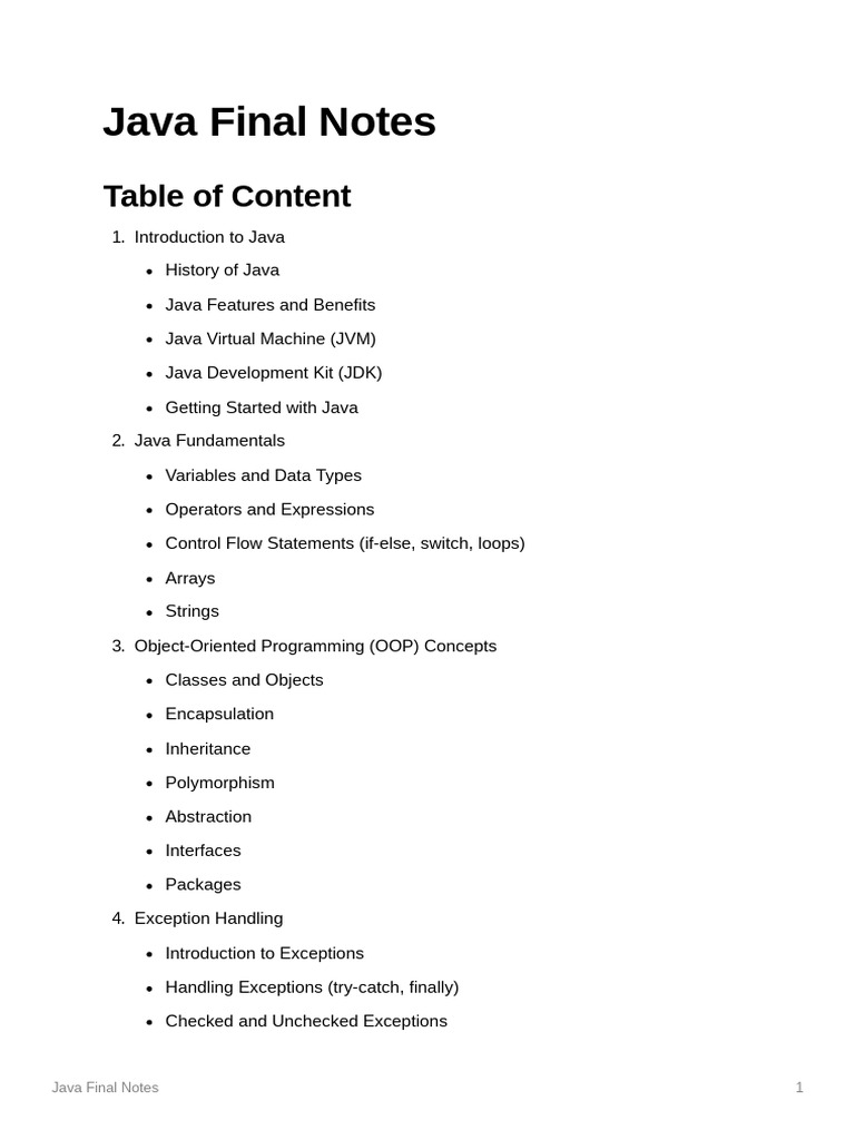 Java Final Notes | PDF | Java (Programming Language) | Java Virtual Machine