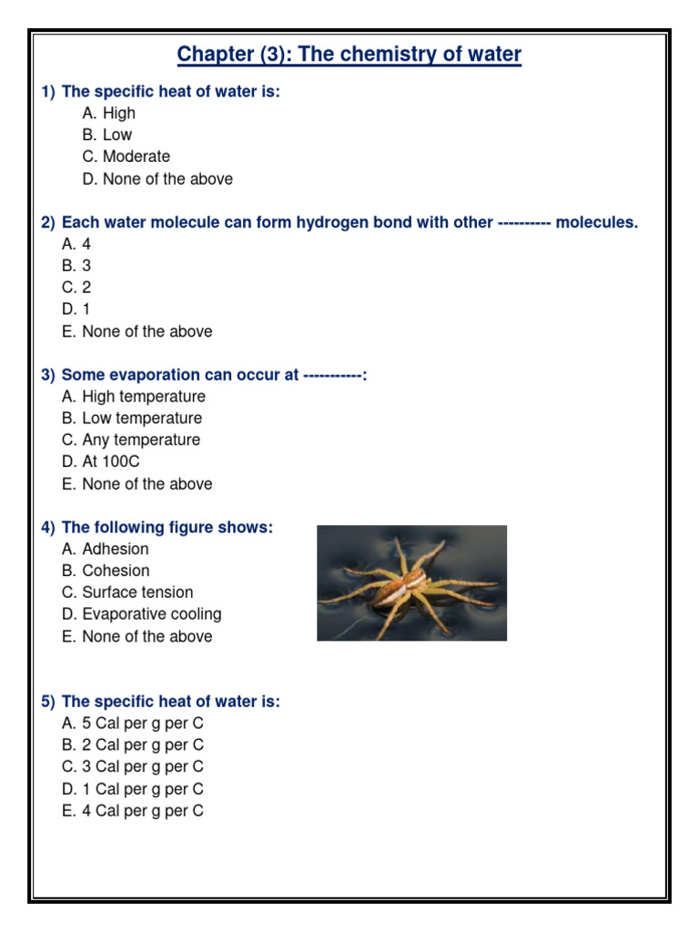Chapter (3) The Chemistry of Water PDF Properties Of Water