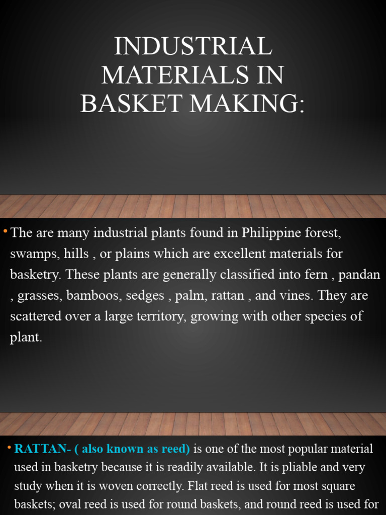 Materials for Philippine Basketry | PDF | Basket Weaving | Plants