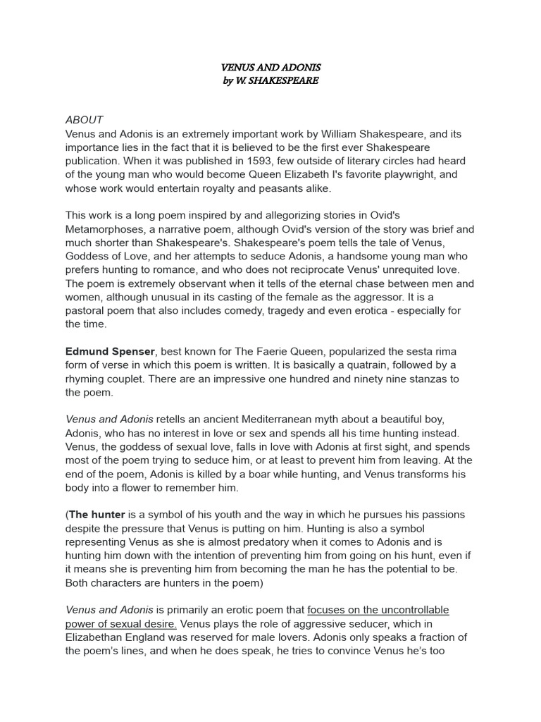 Venus And Adonis Pdf