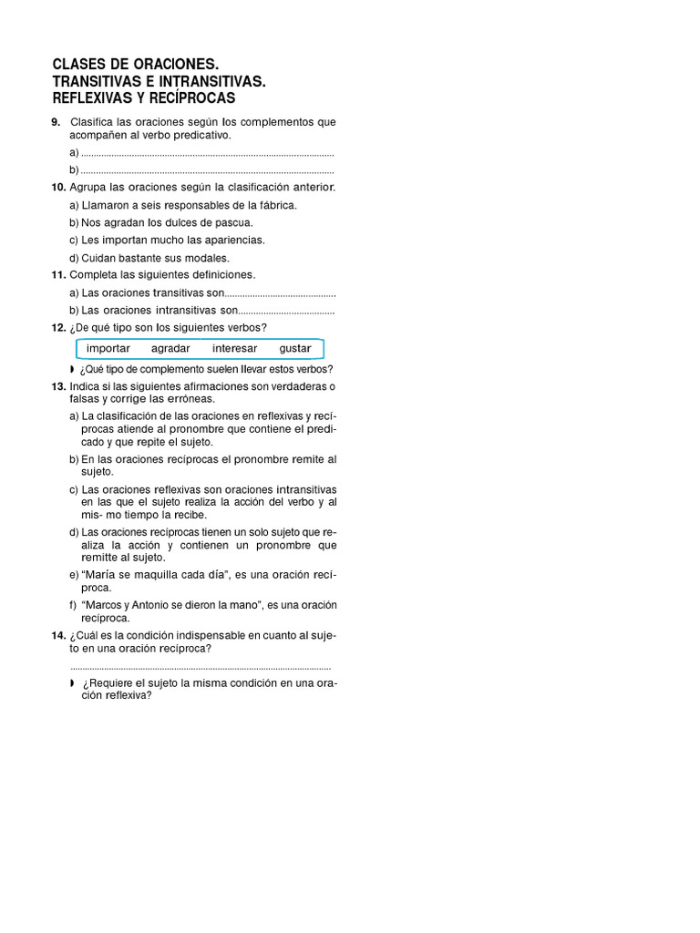 Clasificación de Oraciones y Verbos | PDF