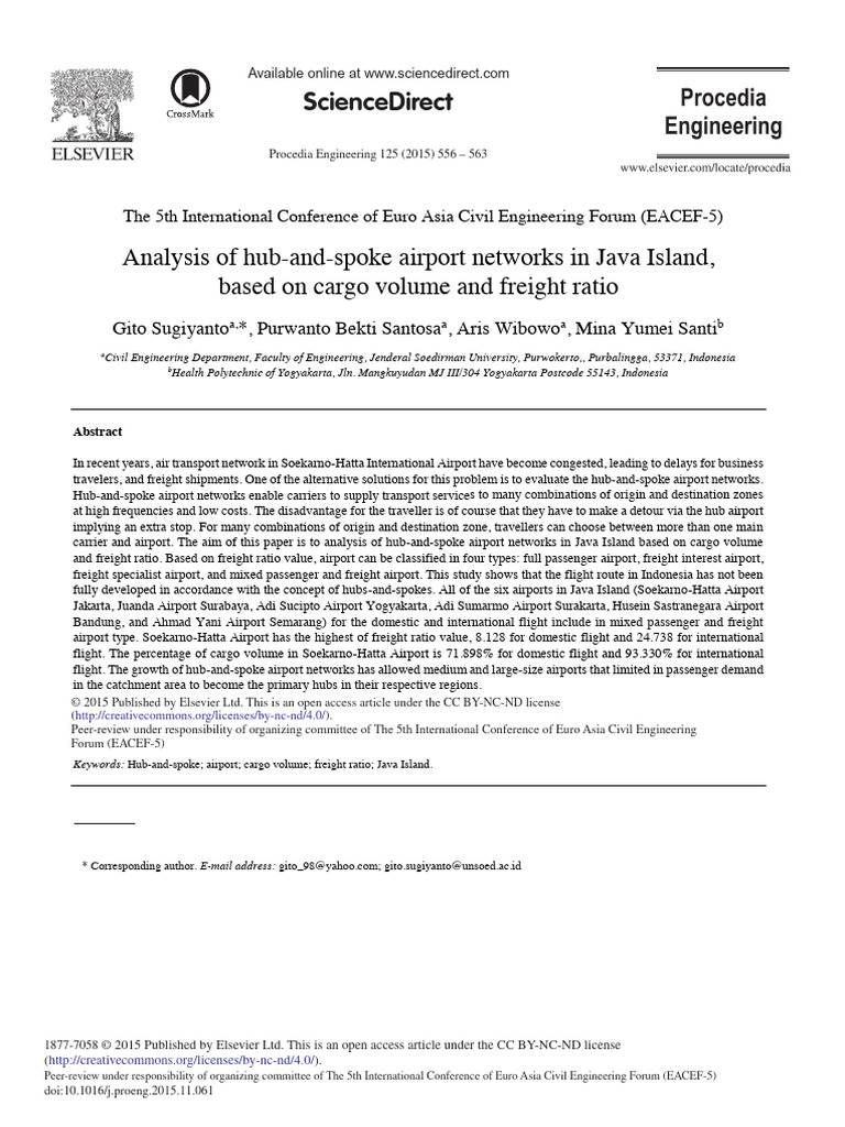 Analysis of Hub and Spoke Airport Networks in Java Island