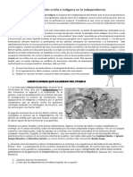 La Participación Criolla e Indígena en La Independencia