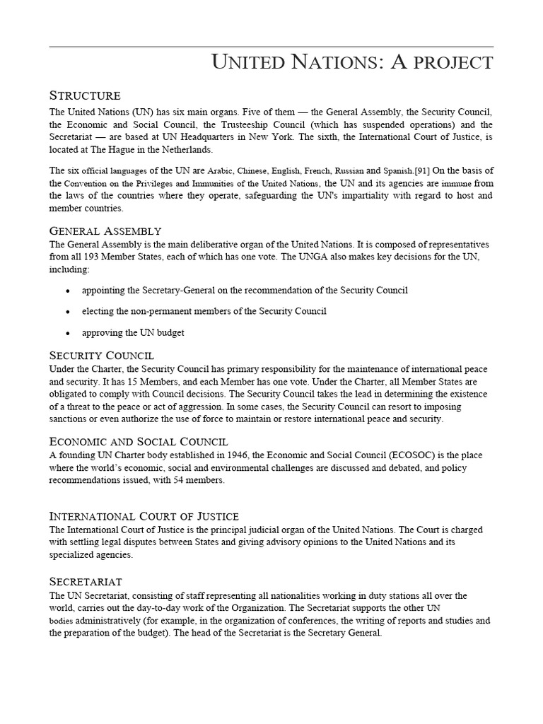 Overview of the United Nations Structure | PDF | United Nations ...