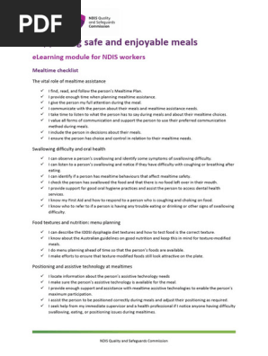 Checklist and useful links - supporting safe and enjoyable meals