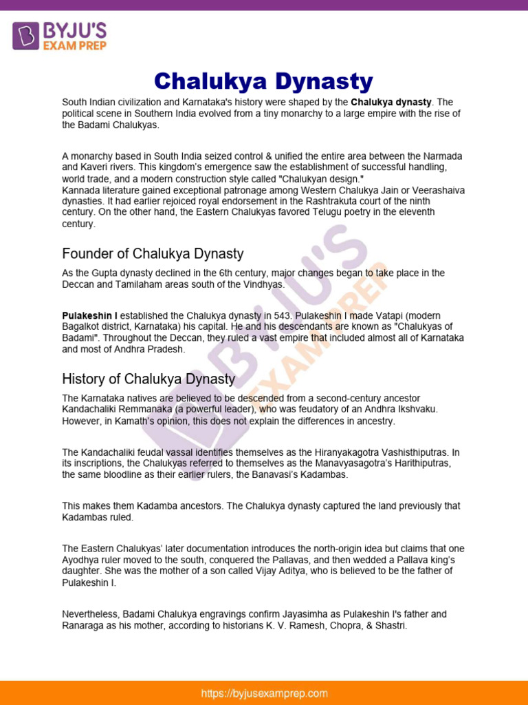 Chalukya Dynasty Upsc Notes 57 | PDF