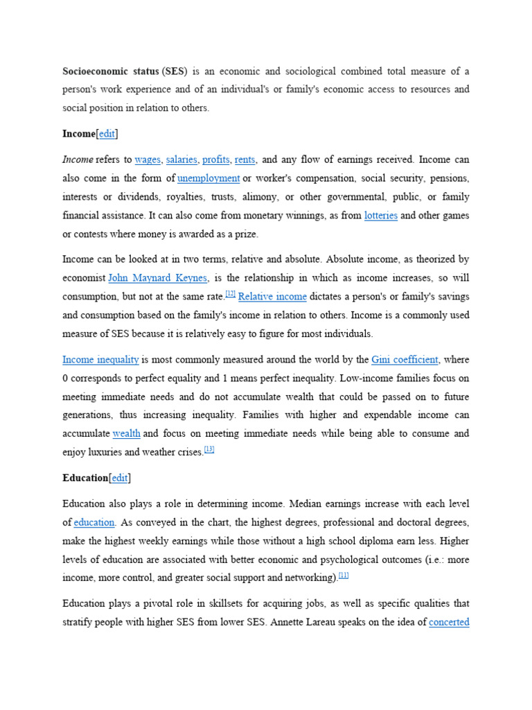 Socioeconomic Status PDF Socioeconomic Status