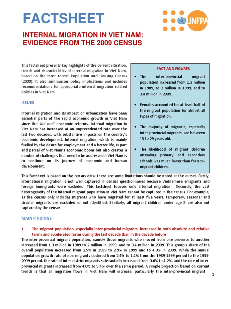 Internal Migration Trends in Vietnam 2009 | PDF | Immigration | Census
