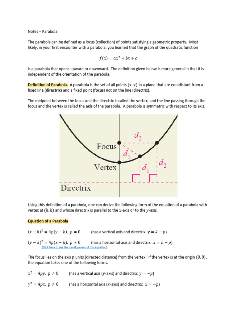 Parabola Analytic Geometry Pdf – WZDJ