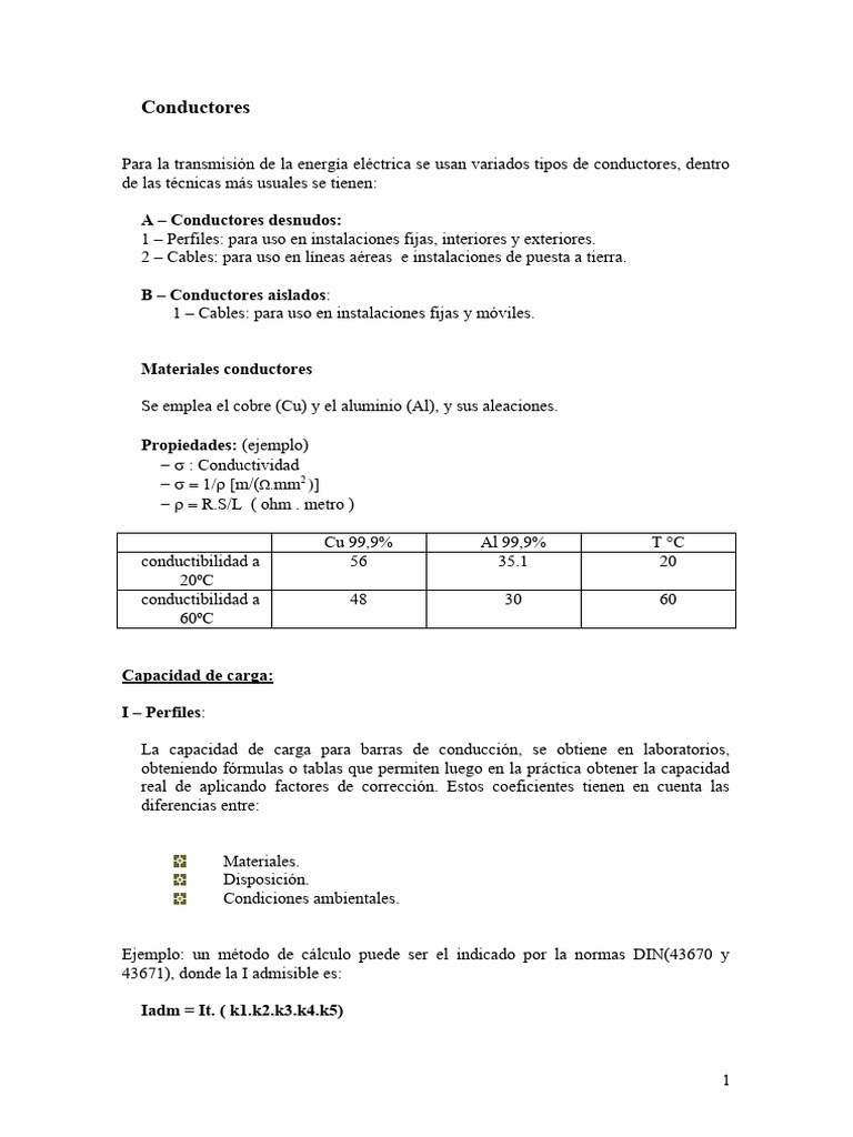 CONDUCTORES | PDF | Corriente eléctrica | Aislador (Electricidad)