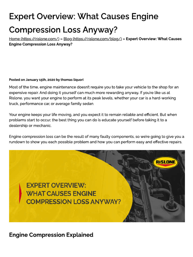 Expert Overview What Causes Engine Compression Loss Anyway PDF