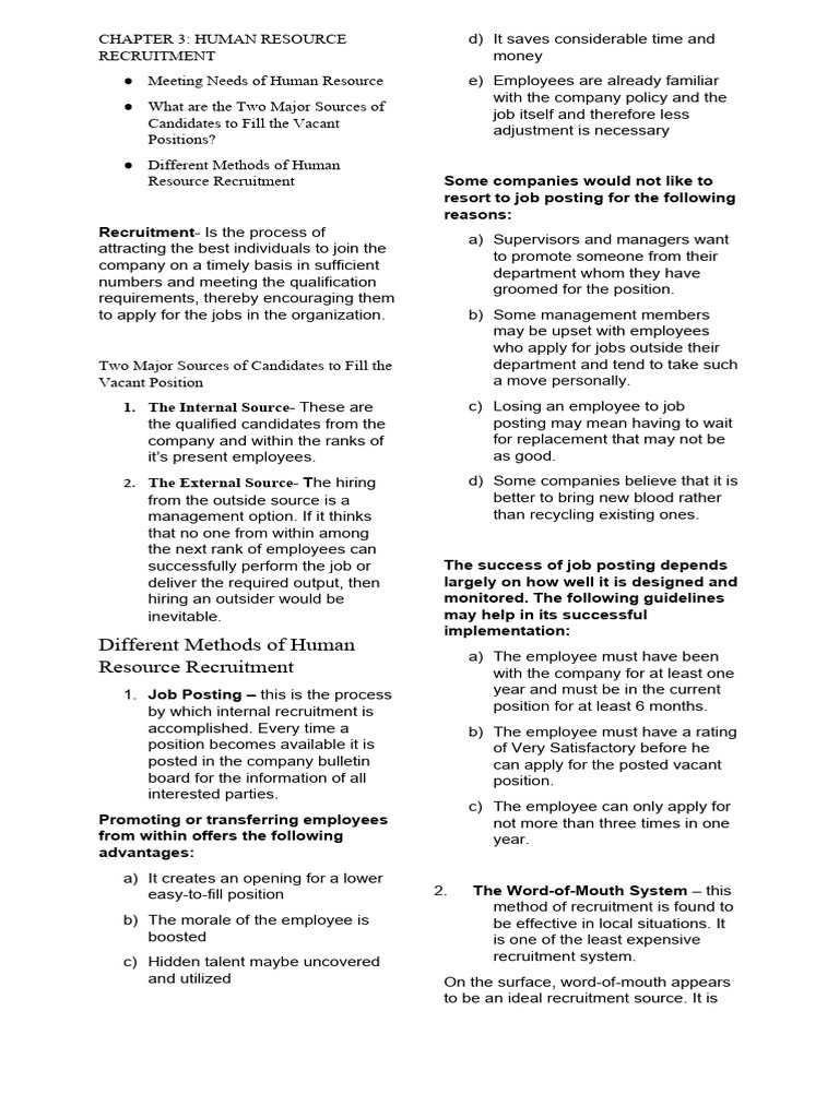 Chapter 3 Hrm Pdf Recruitment Business