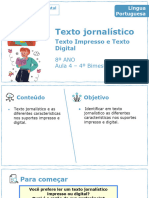 Texto Jornalístico: Texto Impresso e Texto Digital