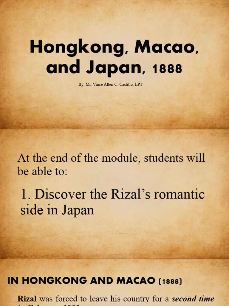 Rizal's Journey: Hong Kong, Macao, Japan | PDF