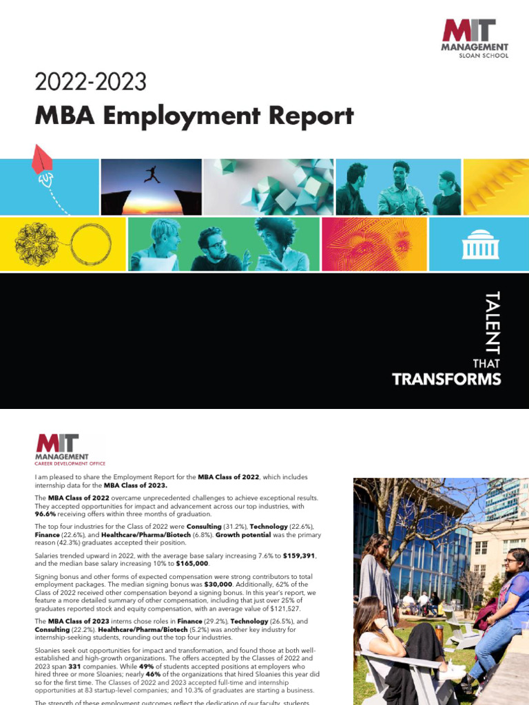 MBA Employment Report 2022 2023 1 | PDF | Master Of Business ...