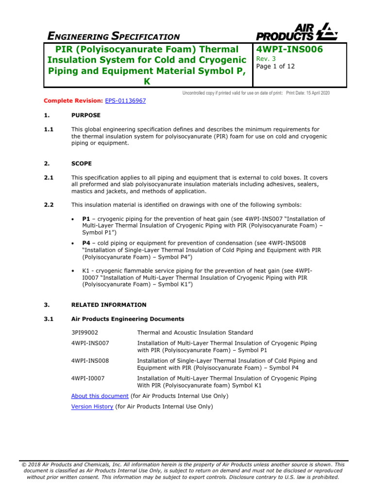 PIR Foam Insulation for Cryogenic Piping | PDF | Pipe (Fluid Conveyance ...