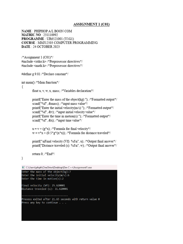 Assignment C.programming | PDF