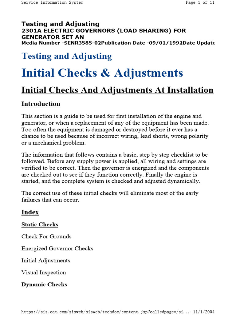 Load Sharing and Speed Control Testing and Adjustin | PDF | Voltage ...