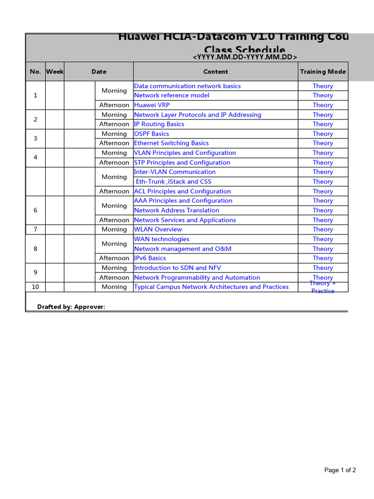 HCIA-Datacom V1.0 Training Schedule | PDF | Computer Network | Internet ...