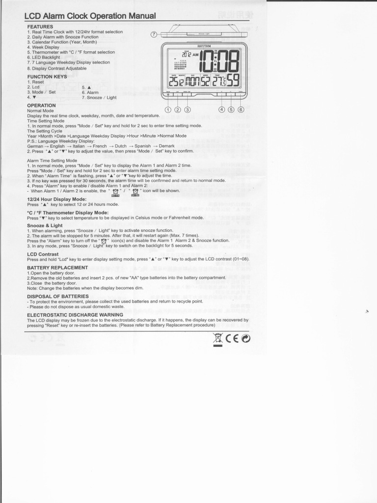 Rhythm Clock Manual PDF