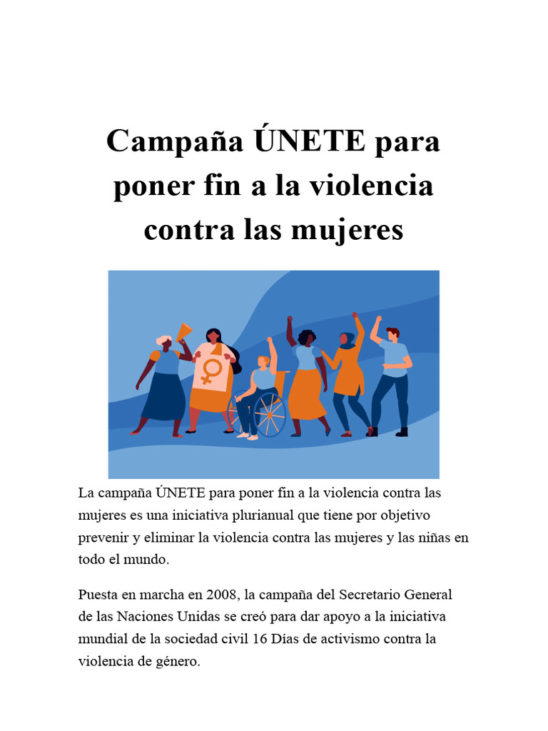 Campaña ÚNETE para Poner Fin A La Violencia Contra Las Mujeres | PDF ...