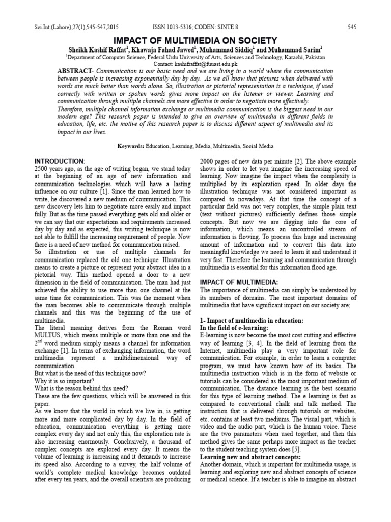 Impact of Multimedia To The Society | PDF