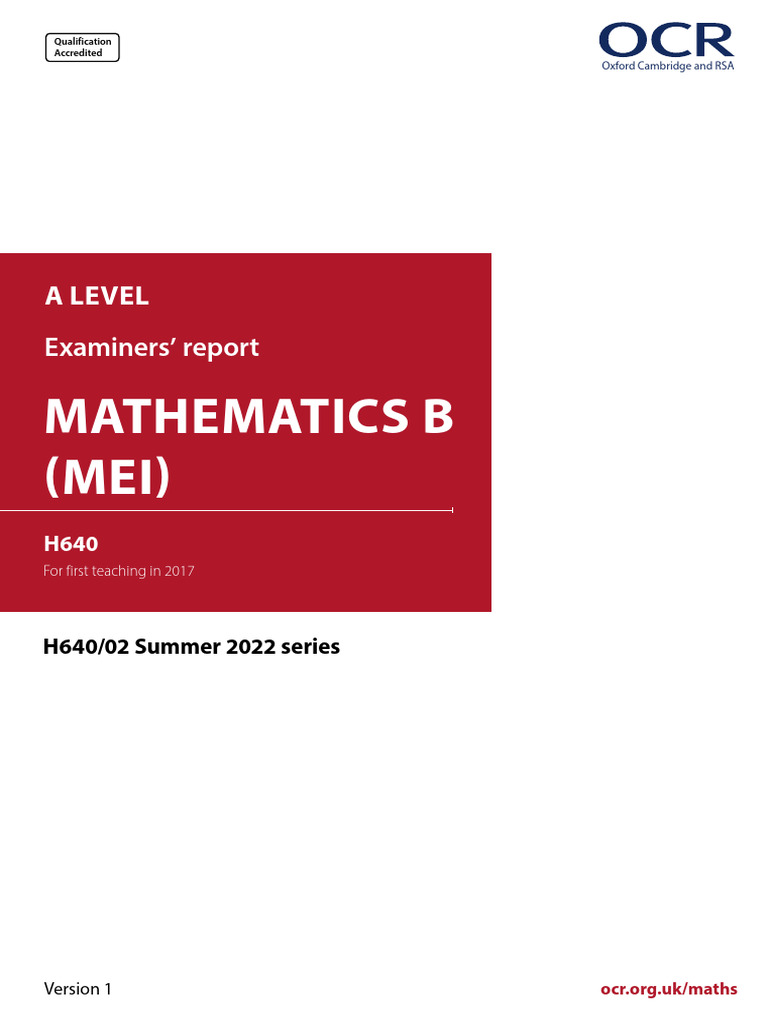 Examiners Report Pure Mathematics and Statistics | PDF | Statistics ...