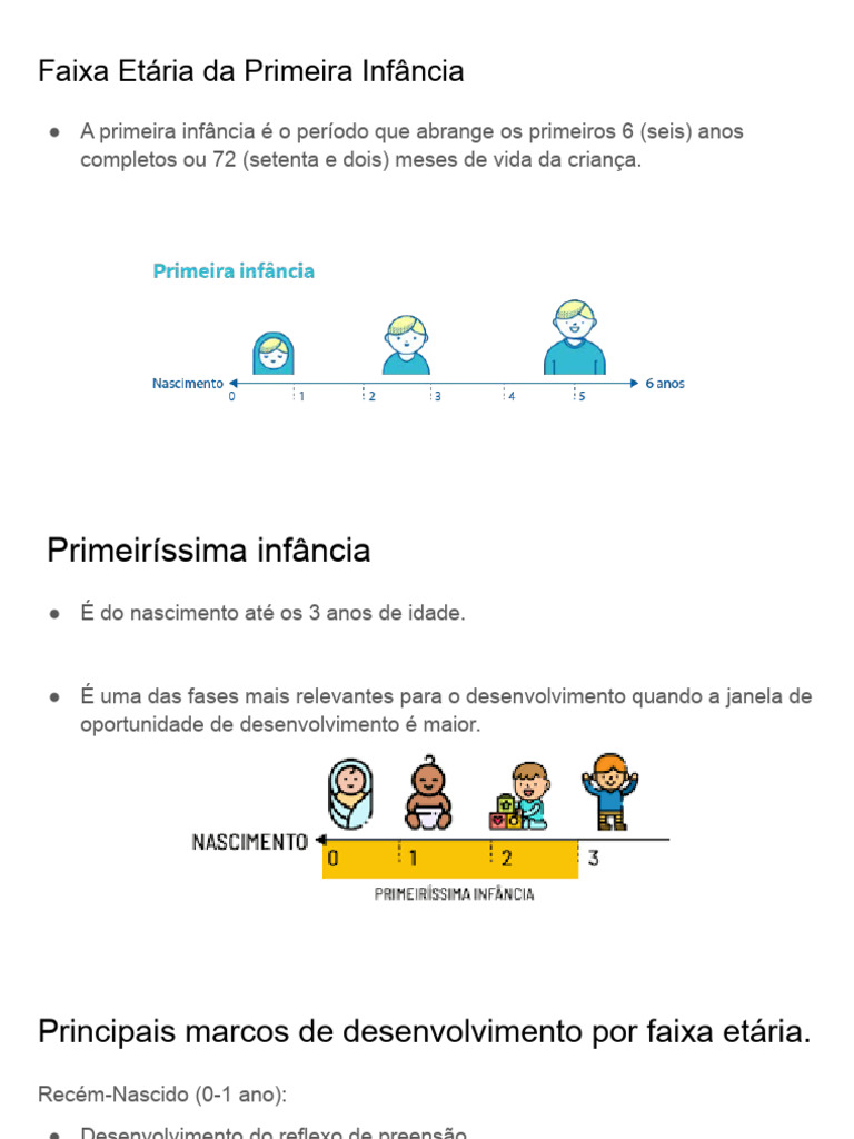 Faixa Etária da Primeira Infância | PDF