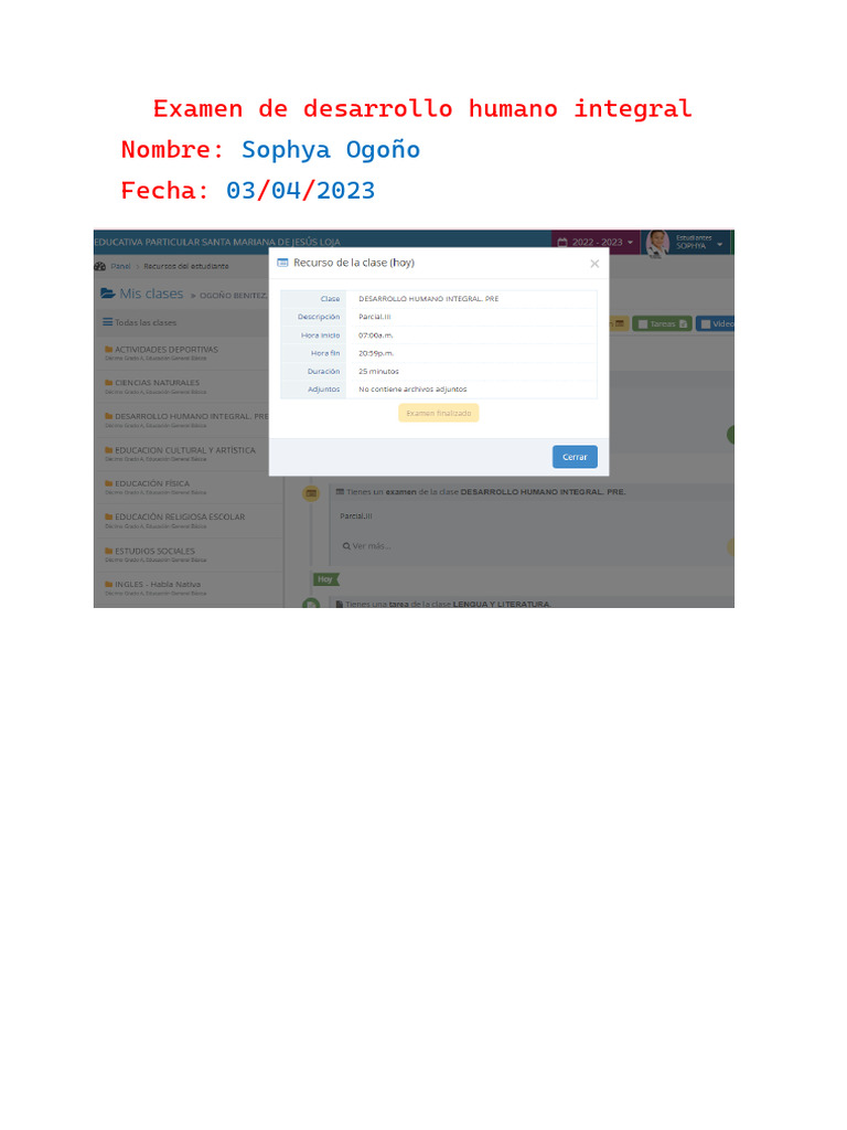 Examen de Desarrollo Humano Integral | PDF