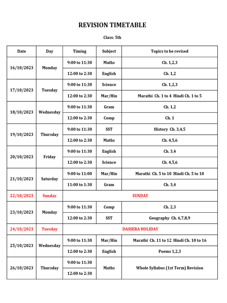 5th-revision-timetable-pdf